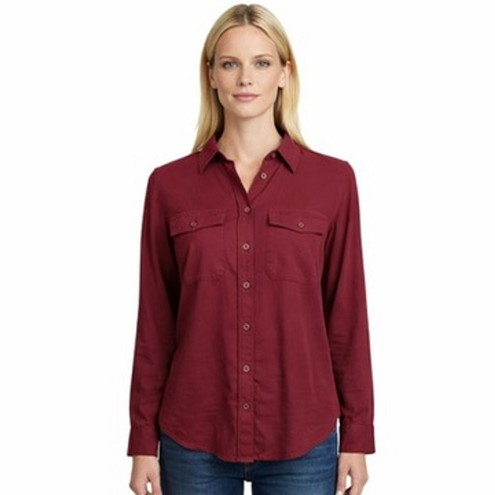 Massimo Dutti Utility Shirt Red Double Pocket Minimalist Quiet Luxury Size US 8